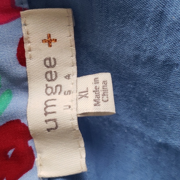 Umgee Tiered Dress Printed Flutter Sleeves V Neck Collar Midi Blue XL - Picture 10 of 11